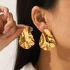 18k Gold Hammered Texture Earrings for Women, Irregular Studs, Premium Light Luxury Ear Jewelry, Versatile