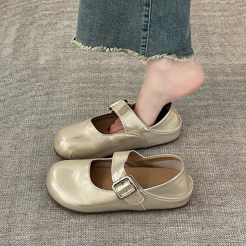 Mary Jane shoes women's retro one-word buckle new summer gaiden ballet shoes versatile single shoes