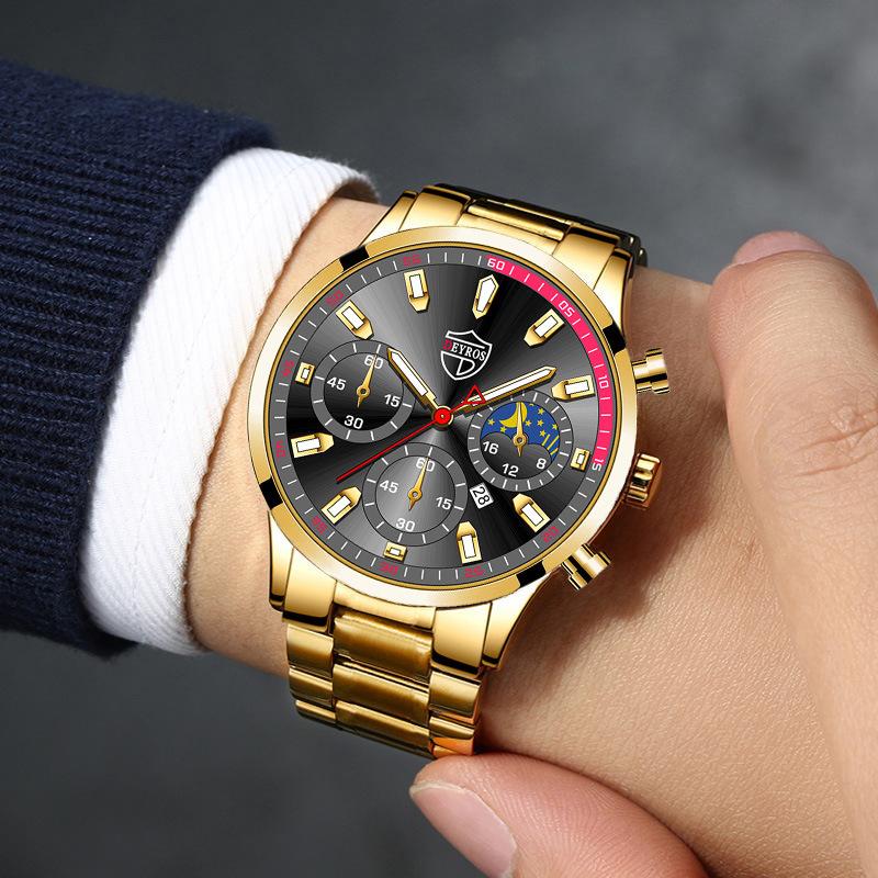 Stilvolle, einfache Uhr Herren Edelstahl Uhr Kalender Quarzuhr Herren personalisierte Casual Uhr