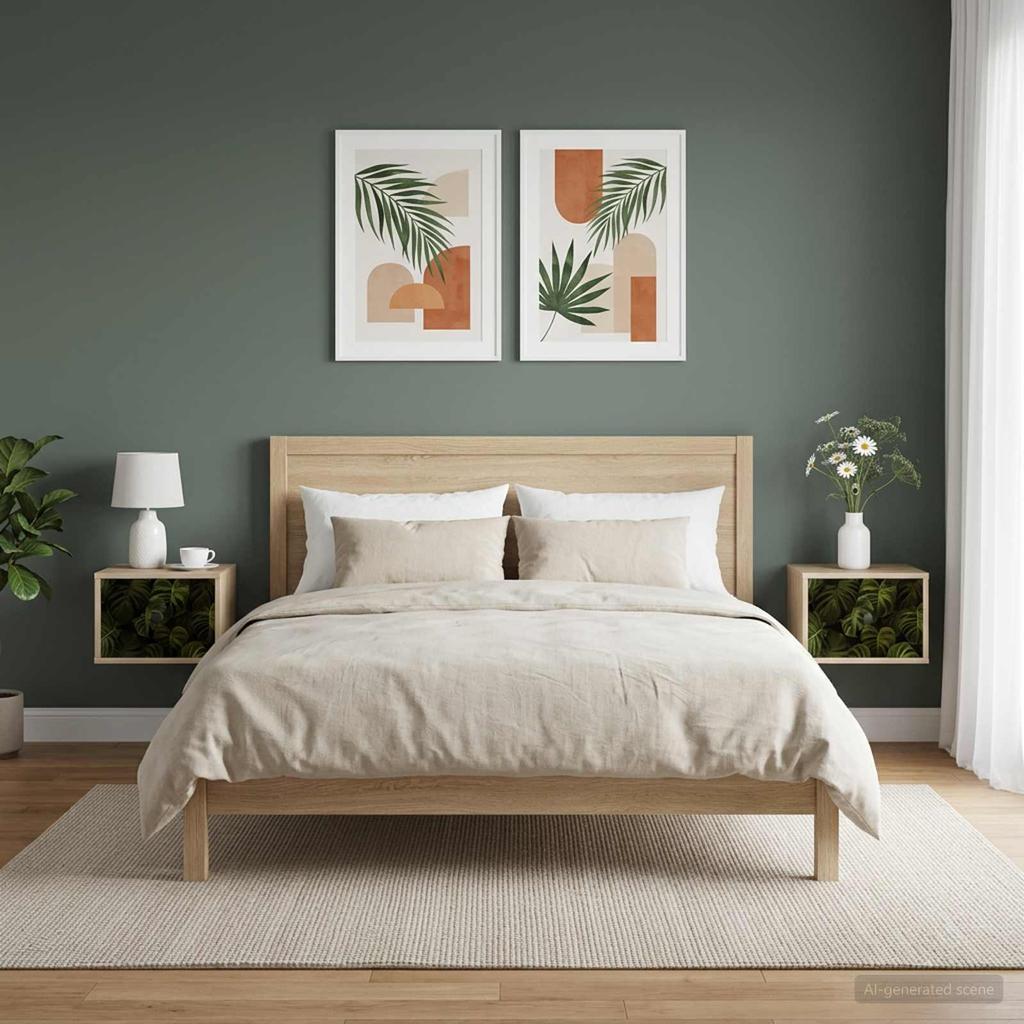 Wall Mounted Nightstand ELBURG 2 pcs. Sonoma Oak