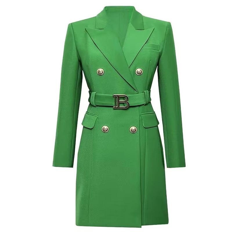 

2025 Spring & Fall High-End Solid Color Belted Long Sleeve Slimming Dress Medium (M)