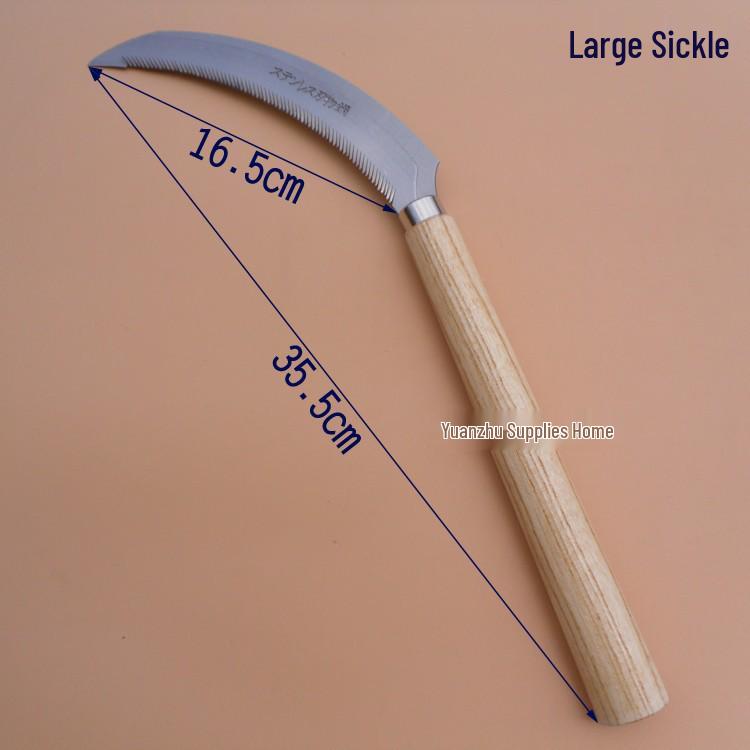 Stainless Steel Serrated Sickle with Koa Wood Handle for Grass and Chive Cutting