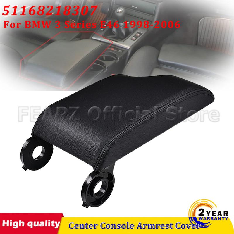 For BMW 3 Series E46 1998-2006 Car Center Console Storage Box Lid Cap LHD PU Leather Armrest Cover 51168218307 Car Accessories