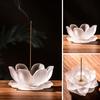 No-brand Product Lotus Flower Frosted Glass Incense Burner Multi-Hole Holder for Stick Cone and Spiral Ash Catcher Altars