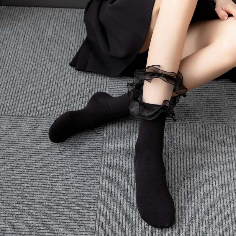 1 Pair Lace Ruffle Style Socks Cute Socks Girls Breathable Cotton Cute Lolitas Socks Sexy Womens Summer Short Thin Socks