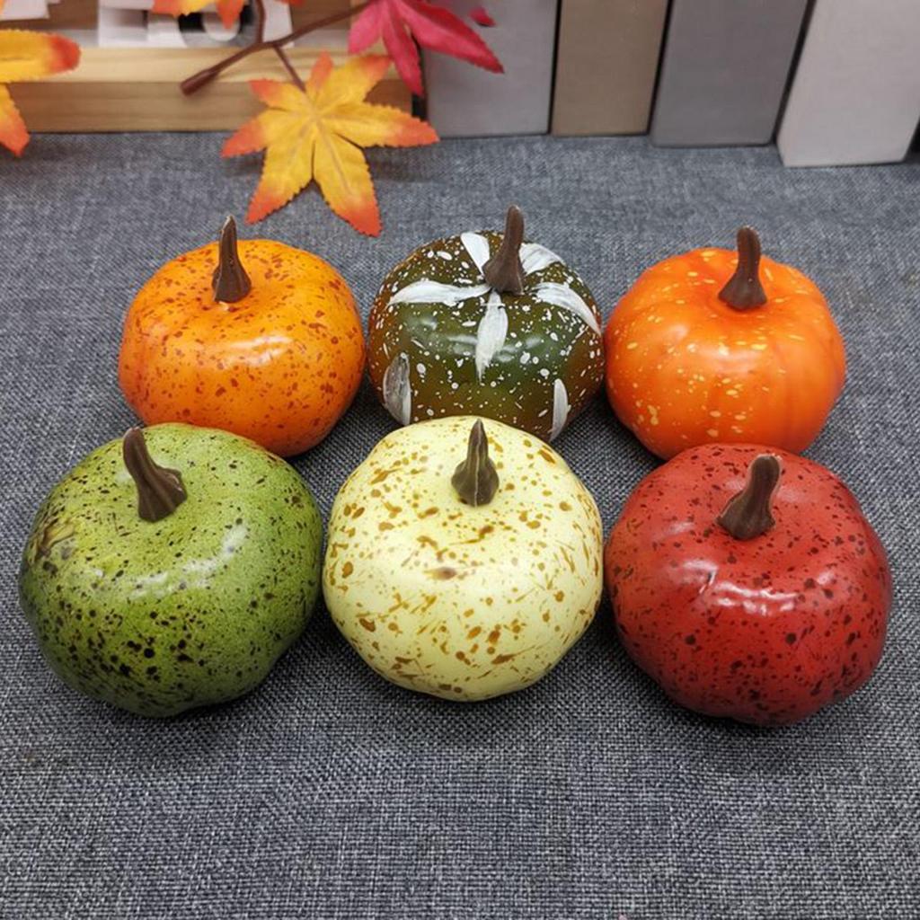 Fake Foam Pumpkin Set 12Pcs/set Colorful Simulated Pumpkins Ornament for Thanksgiving Fall Autamn Table Decoration