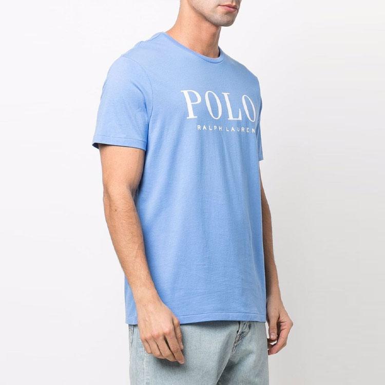 Polo Ralph Lauren Letter Print Loose Short Sleeve T-Shirt Men Tops Light-Blue 710860829-002