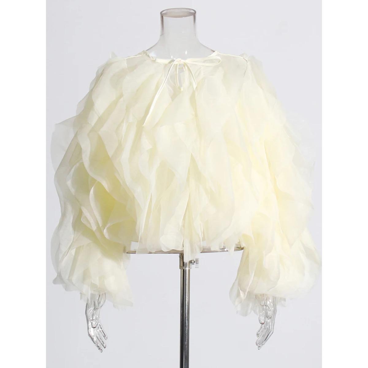 

VAYLA Винтажная Рубашка с Лоскутным Узором и Оборками для Женщин, Круглый Вырез, Рукава-Фонарики, Однотонная, Элегантная Блузка, Женская Мода, Новый Стиль S абрикосовый