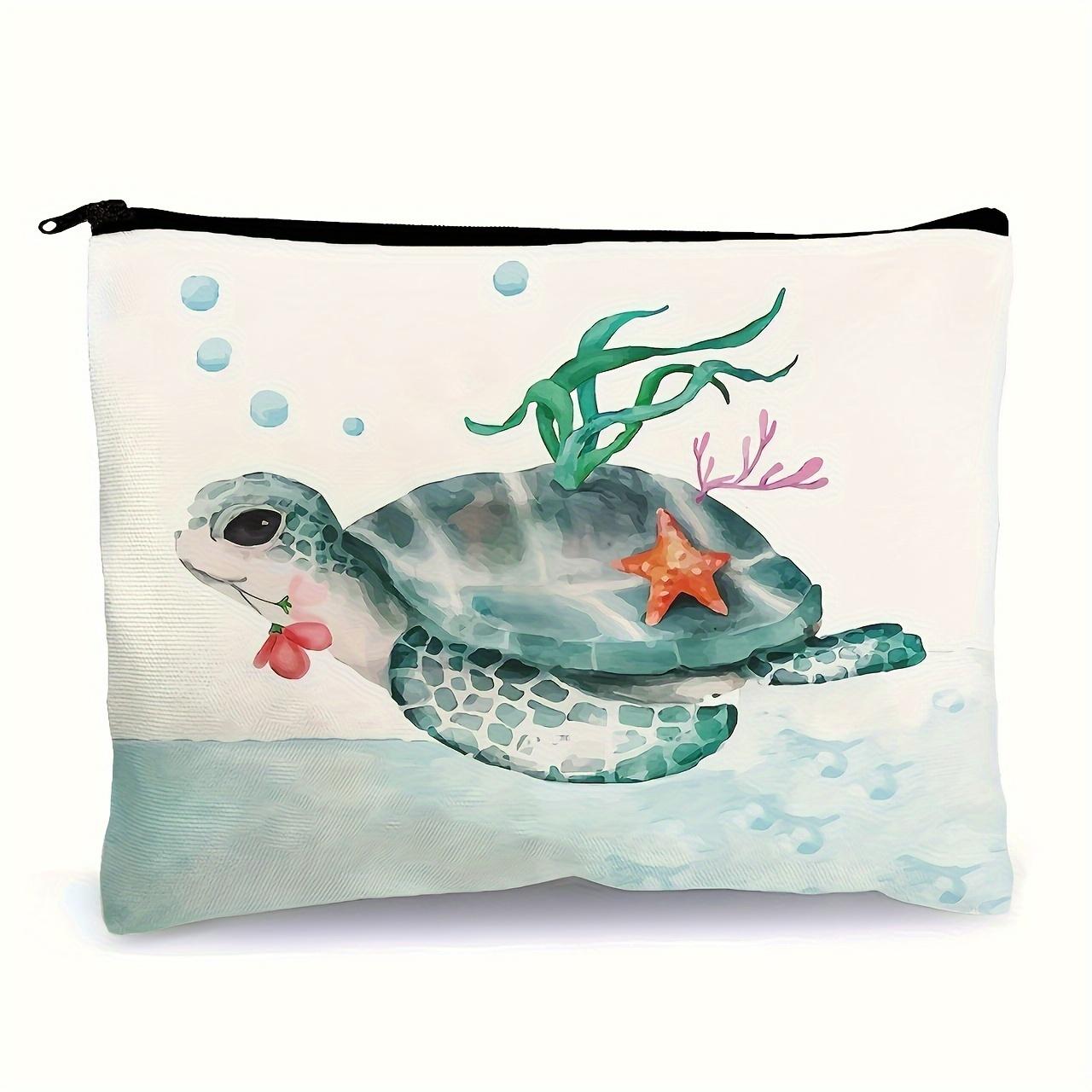 A Cute Turtle Patterned Makeup Bag- Multifunctional Zipper Pouch, Jewelry Storage Bag, Perfect Travel Zipper Small Storage Bag.