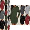 Womens Hooded Mini Dress Casual Long Sleeve Sweatshirt Jumper Slim Fit With Pockets