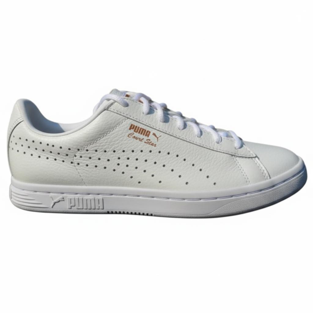 Puma Court Star Top Grain Leather Comfortable Sneakers Men sneakers White 361051-02