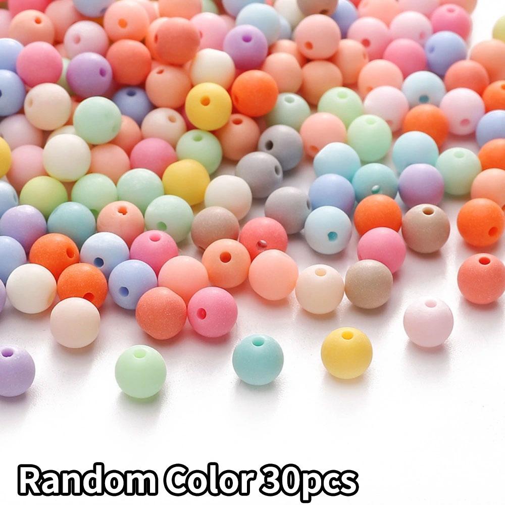 

30/50/100 шт 8 мм матовые разноцветные акриловые бусины, декоративные бусины, бусины из жевательной резинки, бусины из пластиковой смолы для ожерелий и браслетов, товары для творчества 30pcs