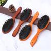 Natural Boar Bristle Detangling Hair Brush Women Wooden Wet Curly Hair Comb Anti-static Scalp Massage Brush Barber Styling Tools