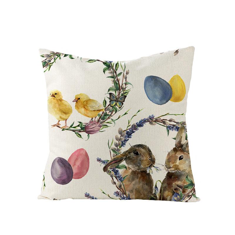 Watercolor Bunny Egg Easter Pillow Cover Nordic Office Sofa Polyester Cushion Cover Home Furnishings