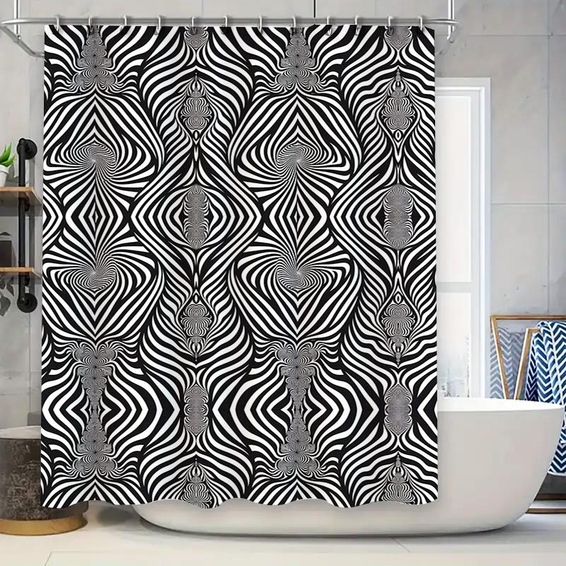 

Black White Zebra Print Shower Curtain Patterned Bath Decor For Bathroom Remodeling Set Includes Rod (L 72 X W 39 Inches) [Produ W60H190(CM)-1 Pcs