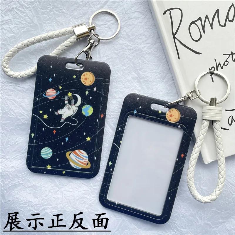 1Pc Macaron Bus ID Card Protective Cover Cases Student Meat Keyring Card Campus Access Door Credit Card Holder Bag Set Key Chain