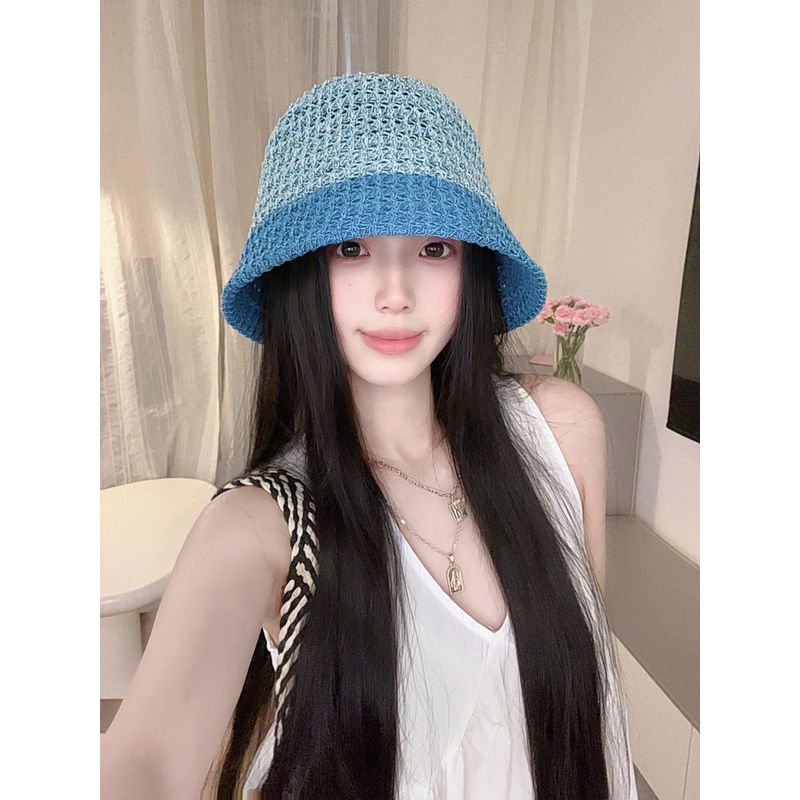 Japanese Style Cut Out Fisherman Hat Women's 2025 New Arrival Outdoor Sun Hat Sun Protection Bucket Hat Face-Looking Small Sun Hat