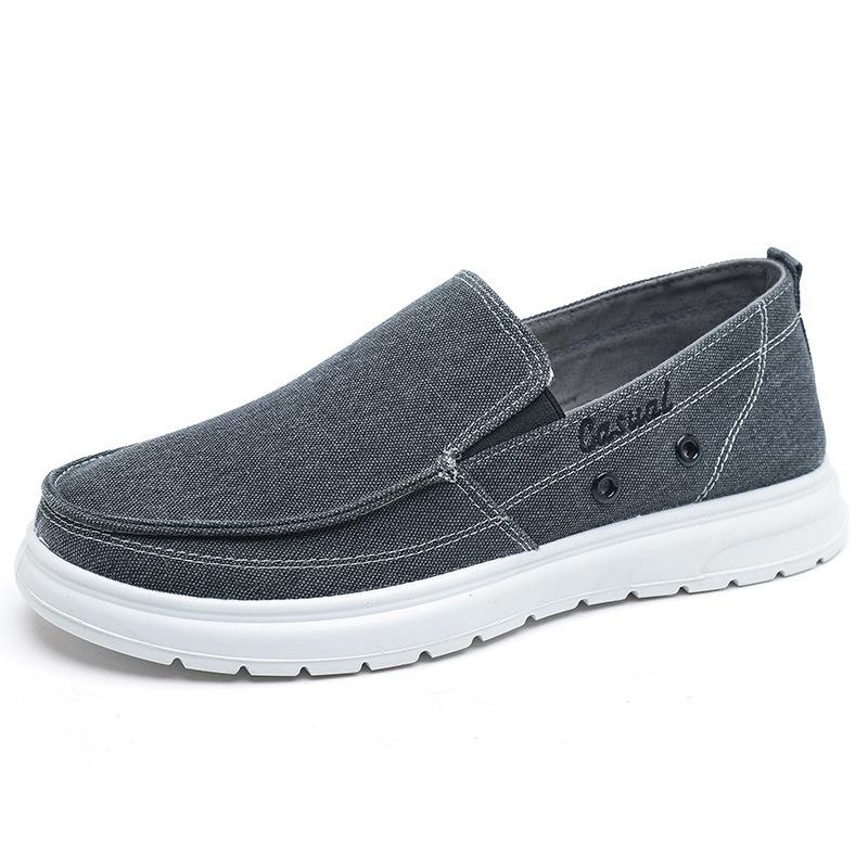 Men's Casual Canvas Shoes Slip On Flat Casual Sneakers Male Light Soft Sole Large Size Footwear