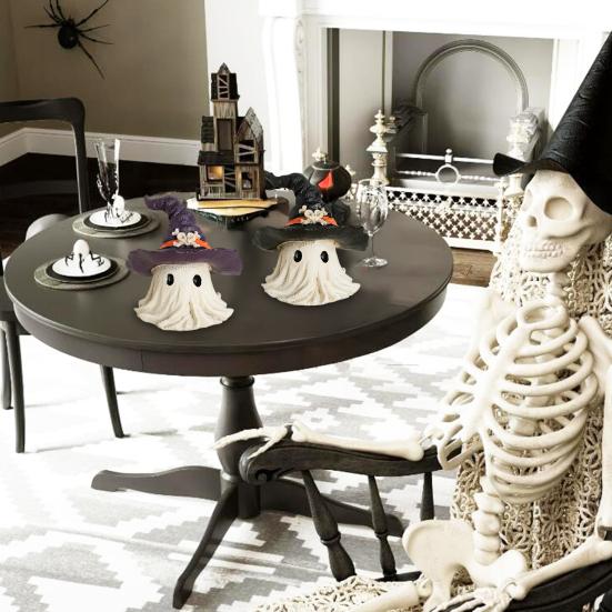 Halloweenská ozdoba Duch v čarodějnickém klobouku Soška Vnitřní Venkovní Výstavní Soška Ozdoba Ducha Strašidelného Domu