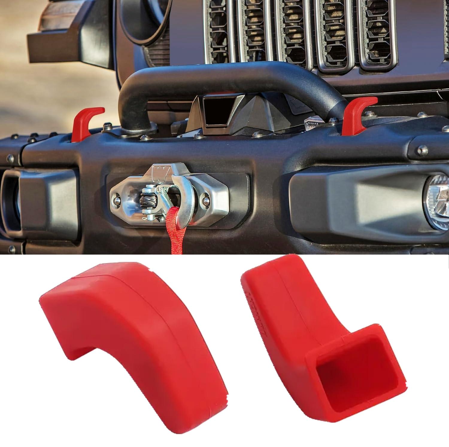 

Bumper Tow Hook Covers 2Pack for Jeep Wrangler JK JL Gladiator JT 2007-2025 Adds Cushioned Grip to Tow Strap Recovery (Black) красный