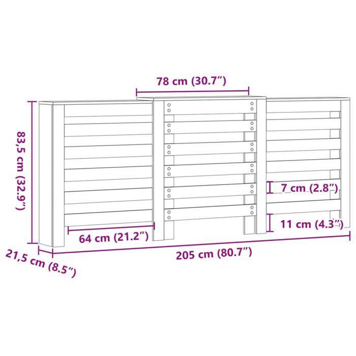 VidaXL Black Radiator Cover 205x21.5x83.5 Cm Engineered Wood, Radiator Cap, Top Radiator Cover, Radiator At 852718