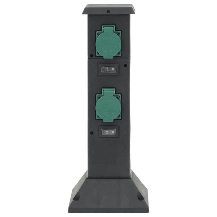 Colonne de prise d extérieur à 4 voies noir vert 16x16x39,5 cm