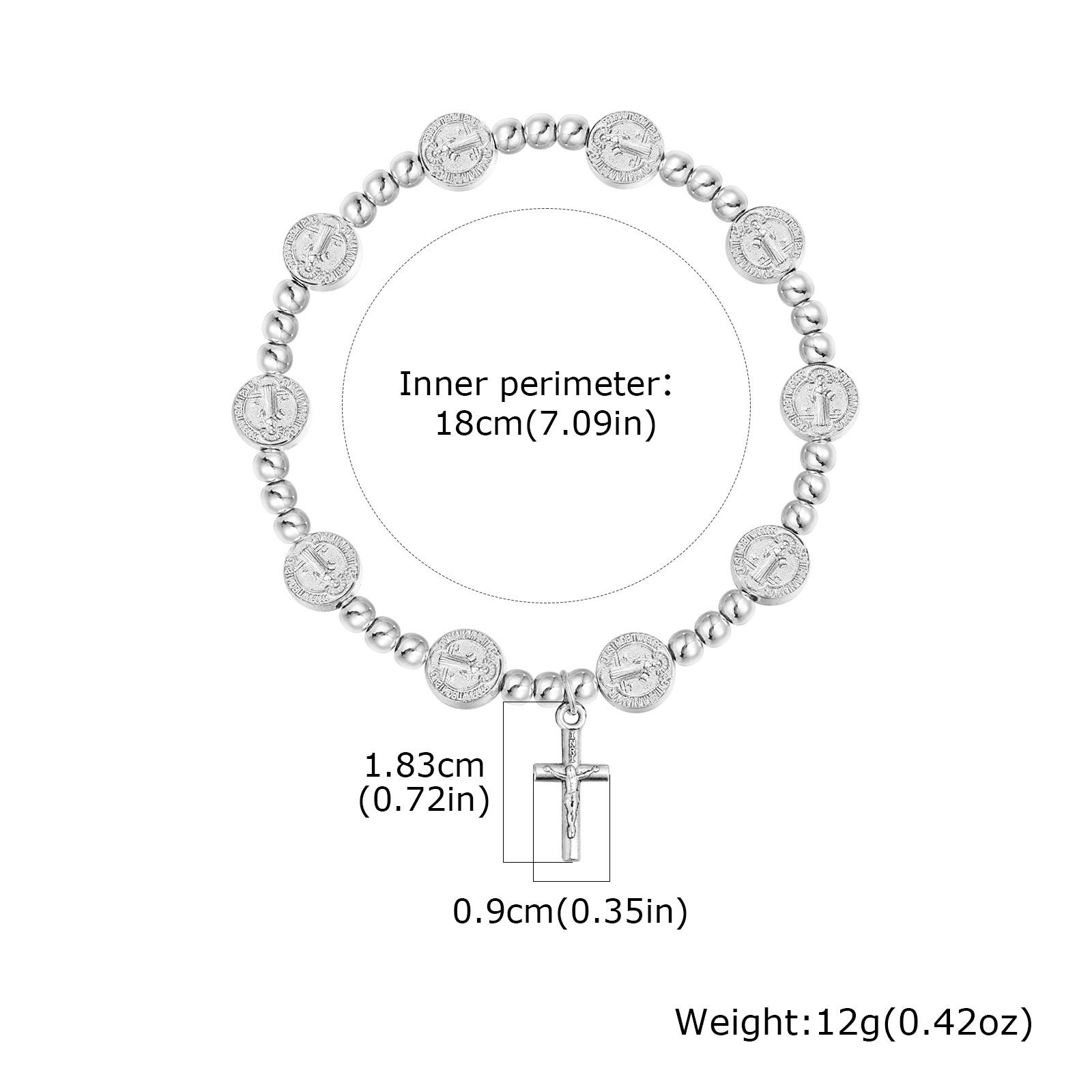 Religious Cross Bracelet Round Rosary Children Baptism Bracelet Favor Catholic Mini Rosary Beads Bracelet For Women Gift