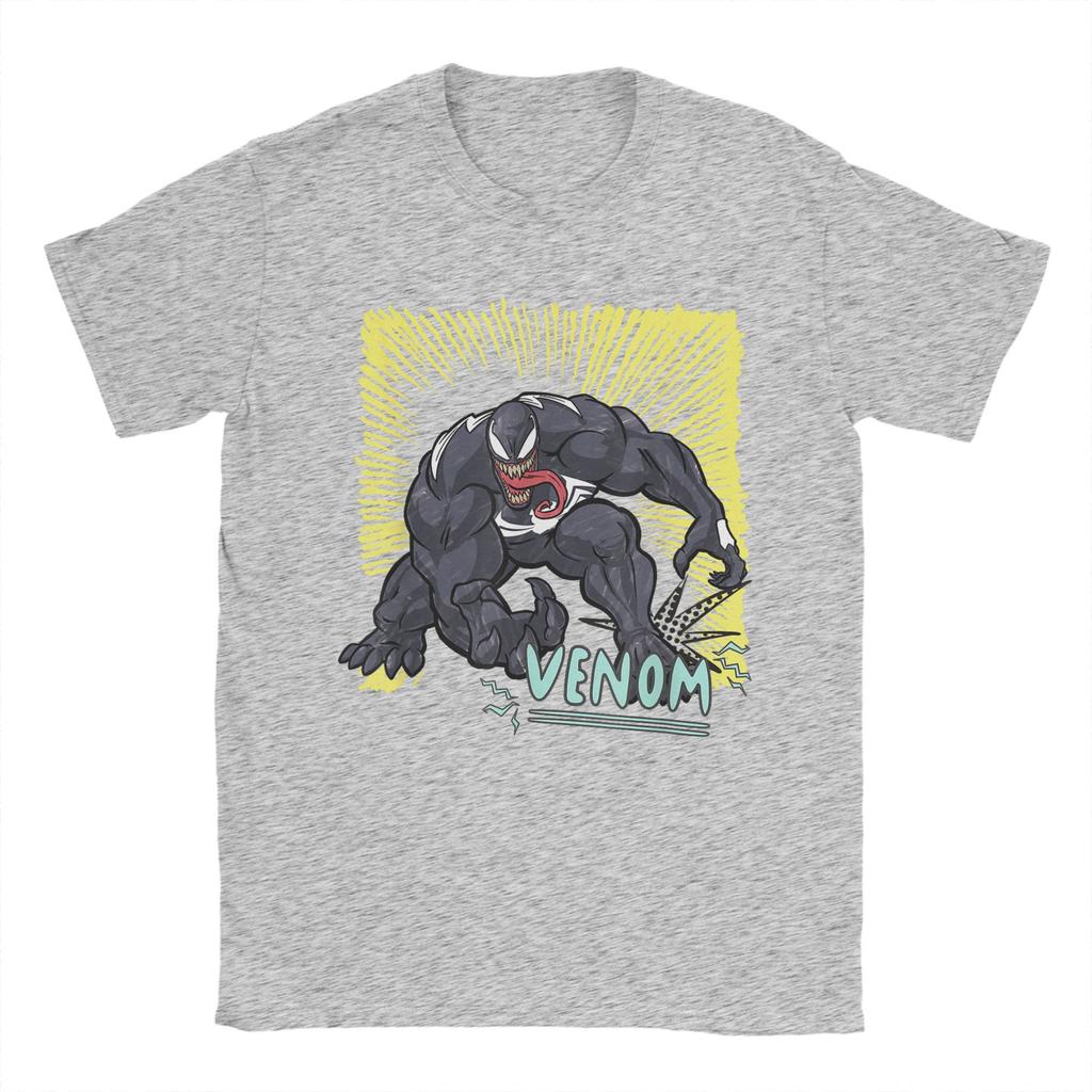 Genuine Authorized Venom Graphic Pen Colorful Vintage Print T-Shirt Men's Short Sleeve Relaxed TopLoose Plus Size Top