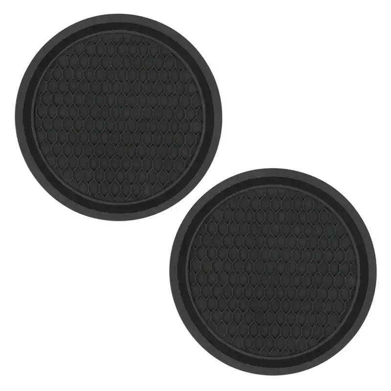 Car Non-slip Water Cup Pad Diamond Rhinestone Decor Rubber Round Mat Cup Holders Anti-skid Silicone Pads Auto Accessories