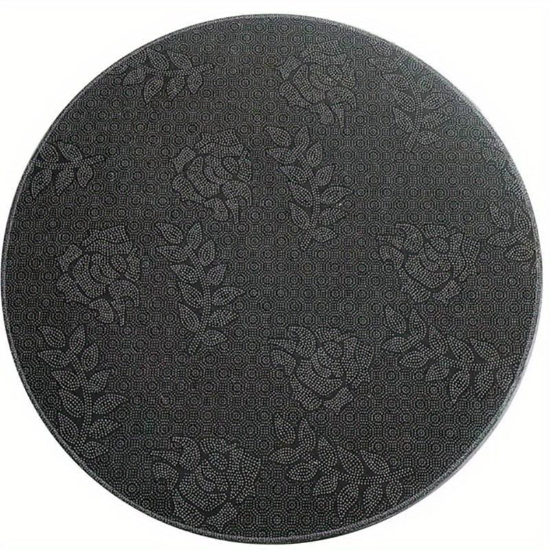 Crystal Velvet carpet2D Flat Print Not 3D Doormat 1pc, Creative Black and White Moon Pattern Printed Round Decorative Mat,