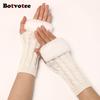 Botvotee Y2k Accessories Arm Sleeves Women Arm Warmers Free Shipping Furry Knit Winter Fingerless Gloves Half Finger Oversleeve