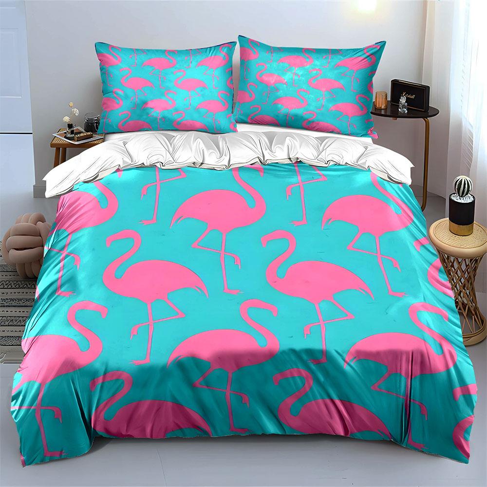 Pink Flamingo Design Home Set Exquisite Three-Piece Bedding Set Gift For Kids And Adults