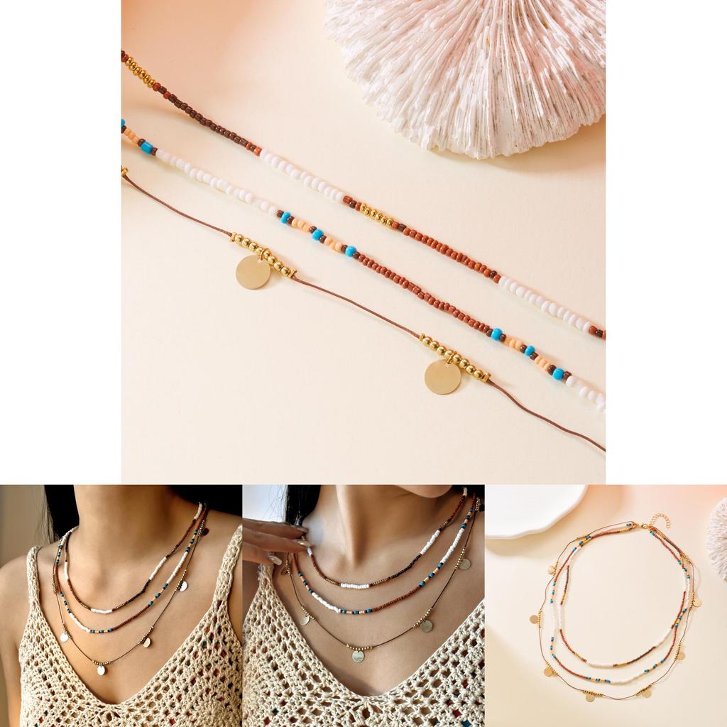 Bohemian Beaded Necklace Jewelry With Acrylic Pendants For Fashionable Women