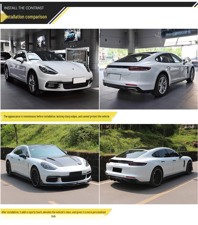 Compatible Porsche Panamera 971 Top Model Front Lip, Rear Spoiler, and Side Skirts Kit