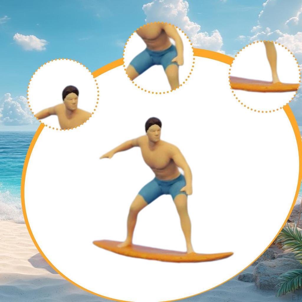 1/64 Miniature Surfing Figure Figurine Desk Decoration Photography Props Collection Tiny