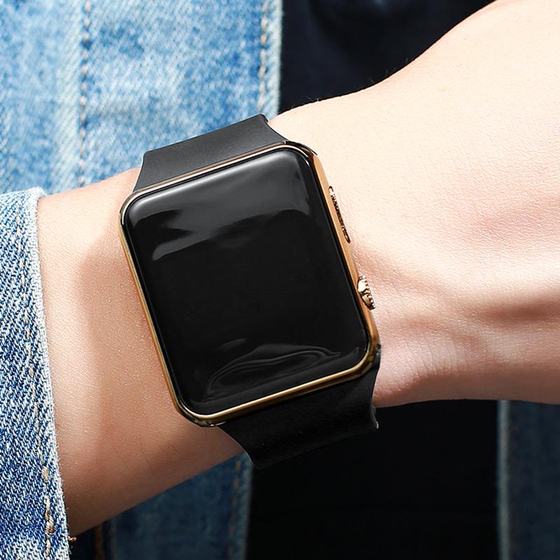 SCIONE Men LED Digital Sports Watches Square Slim Electronic Silicone Watch Strap Waterproof Stain-resistant Watch Strap