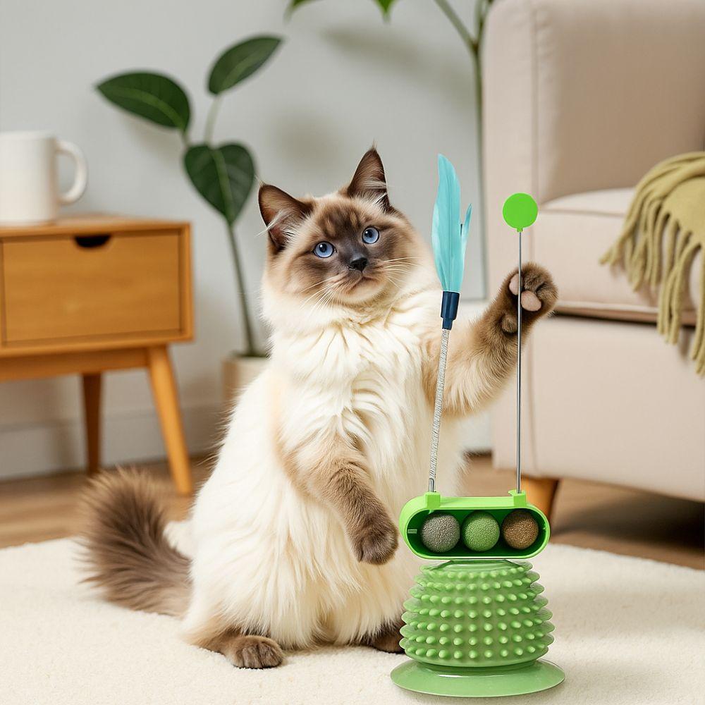 Wear Resistant Cat Spinning Wheel Toy Detachable Cat Anti Itch Toy Cat Teaser Stick  Training