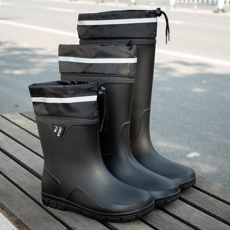 New Thickened Rain Shoes Men's Short Tube Non-slip Waterproof Shoes Wear-resistant Medium Tube Warm Bundle High Tube Rain Boots Rubber Shoes