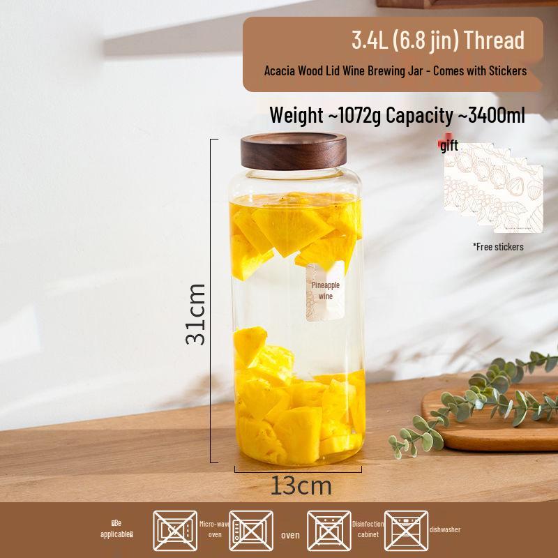 Sparkling Wine Sealed Jar, High Borosilicate Glass Bottle for Home Brewing, Fruit Wines like Lychee, Green Plum, Bayberry.