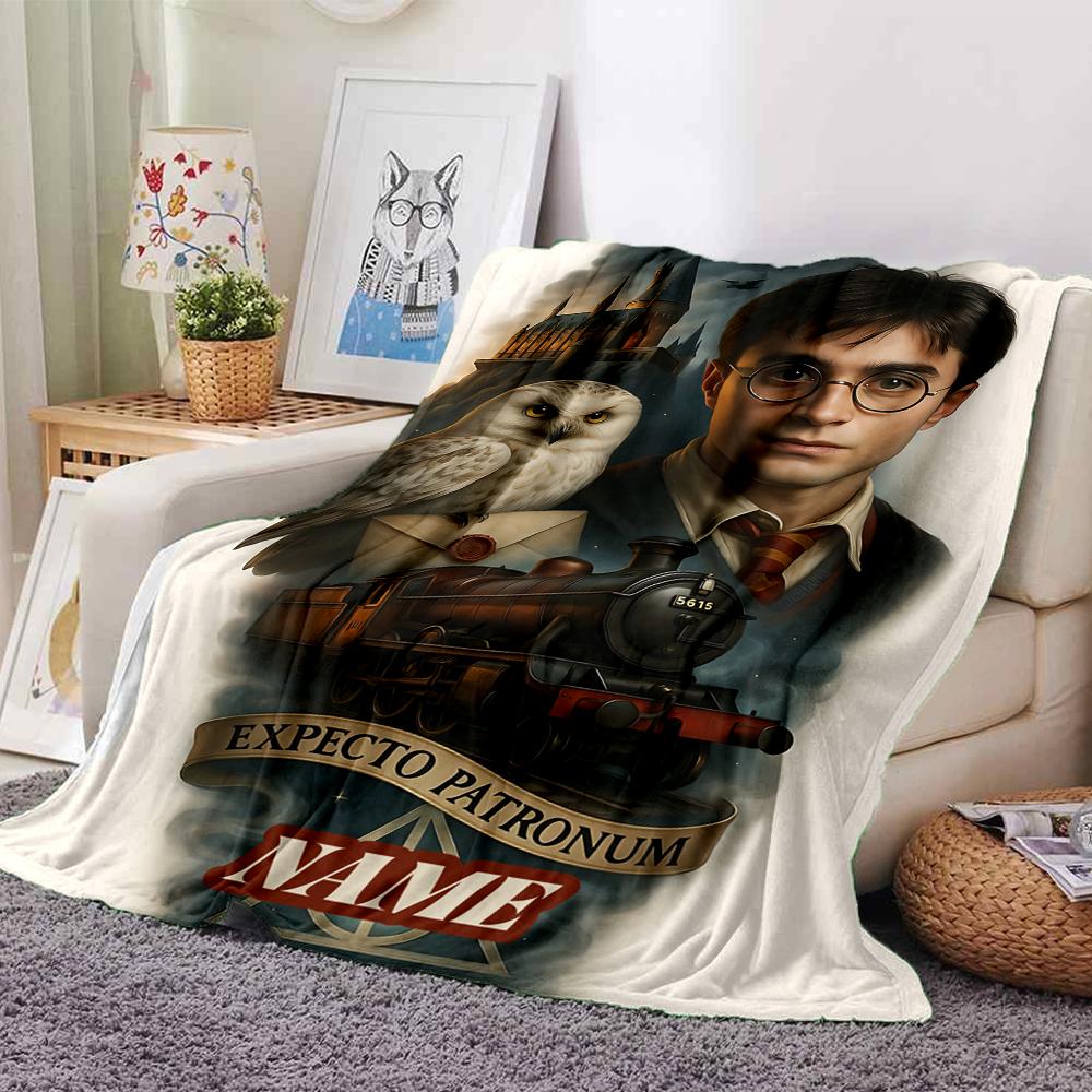 Custom Name Harry Potter Magic Train blanket for Couch & Bed, Plush Cozy Fuzzy Blanket Super Soft & Warm Blankets for Fall and Winter. 0908103