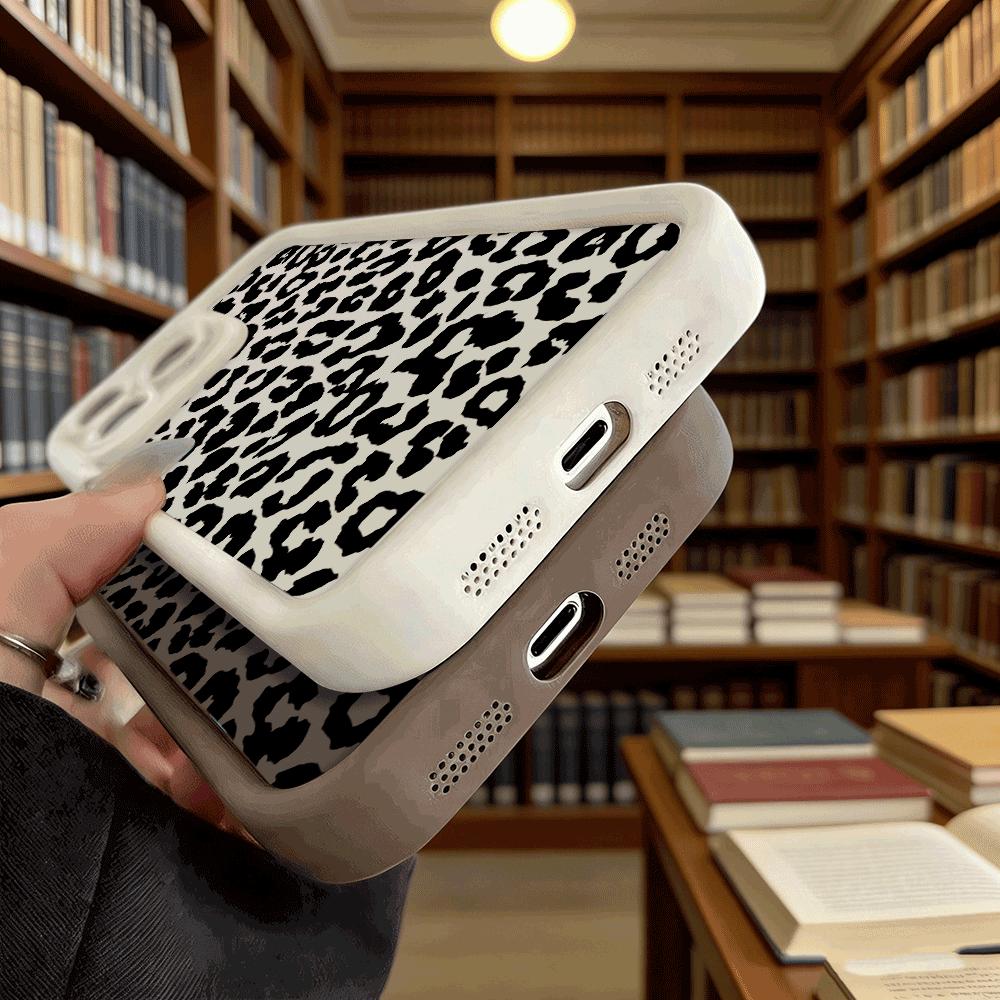 Black Leopard Print Pattern Soft TPU Phone Case for iPhone 17 16 15 14 13 12 11 Pro Max Plus Shockproof Anti-Slip Cover