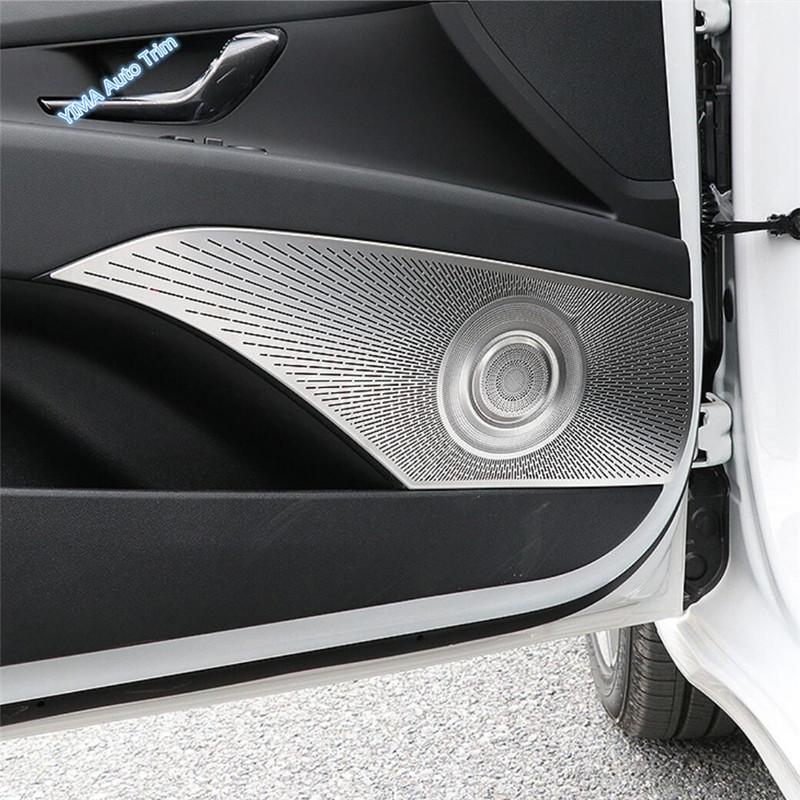 Stainless Steel Car Door Audio Stereo Speaker Loudspeaker Decoration Frame Accessories Cover Trim For Hyundai Elantra