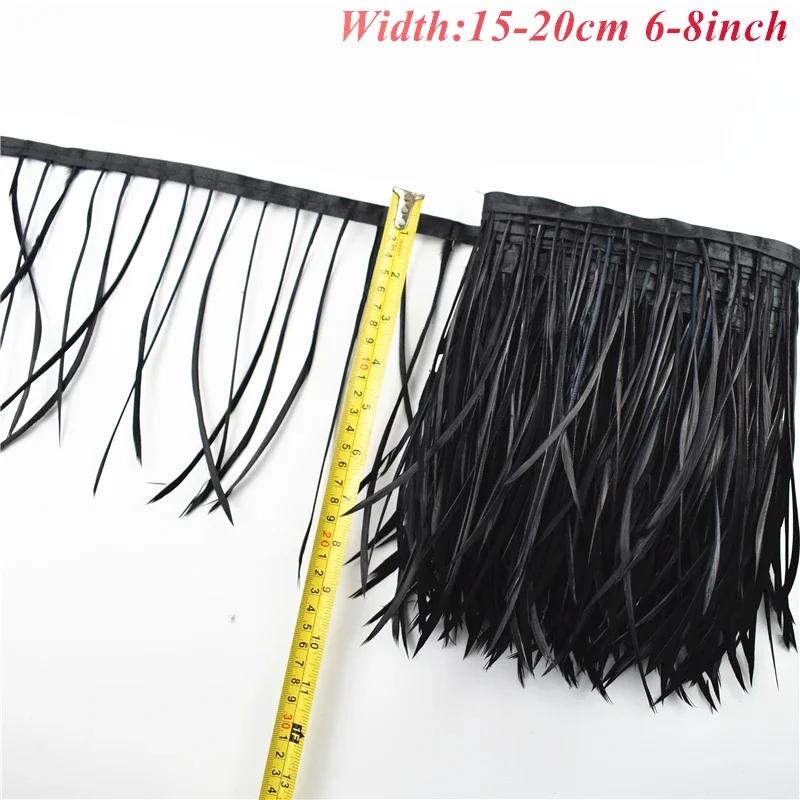 1Meters White Black Pheasant Feathers On Tape Ribbon Turkey Ostrich Fringe Feather Trim Goose Marabou Sewing Clothes DIY Plumes