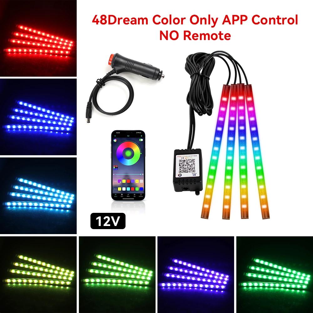 Neon LED Auto Innenraum Umgebungs Fußstreifen Licht Kit Zubehör Hintergrundbeleuchtung Remote App Musiksteuerung Auto RGB Dekorative Lampen