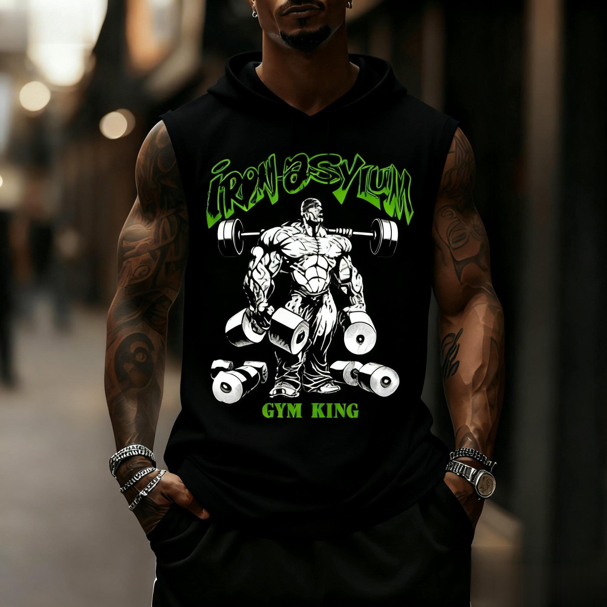 Men s 4 Colors Workout Graphic Tank Tops Tees Hooded Man Vests Tops Hip Hop Men Outdoor Casual Men s and Women s Tank Top T Shirt S