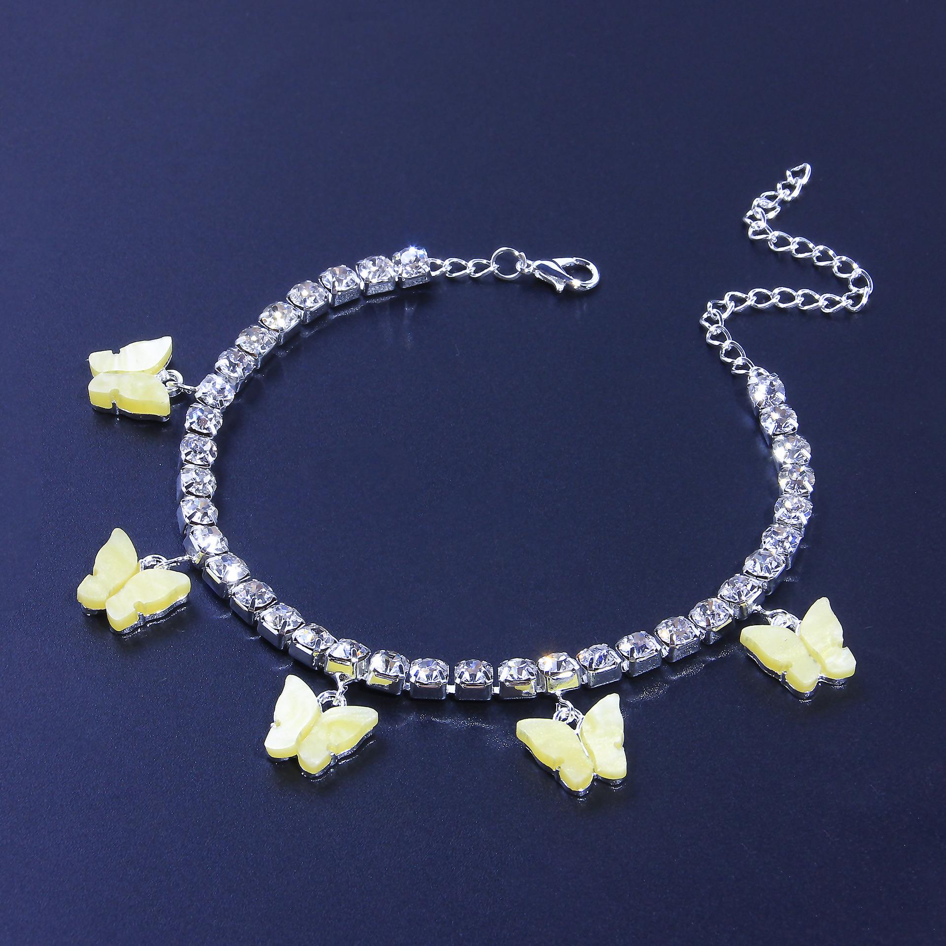 

Новые модные подвески-бабочки для женщин, летний пляжный браслет на щиколотке, регулируемая цепочка со стразами, аксессуары на щиколотке, подарки Silver