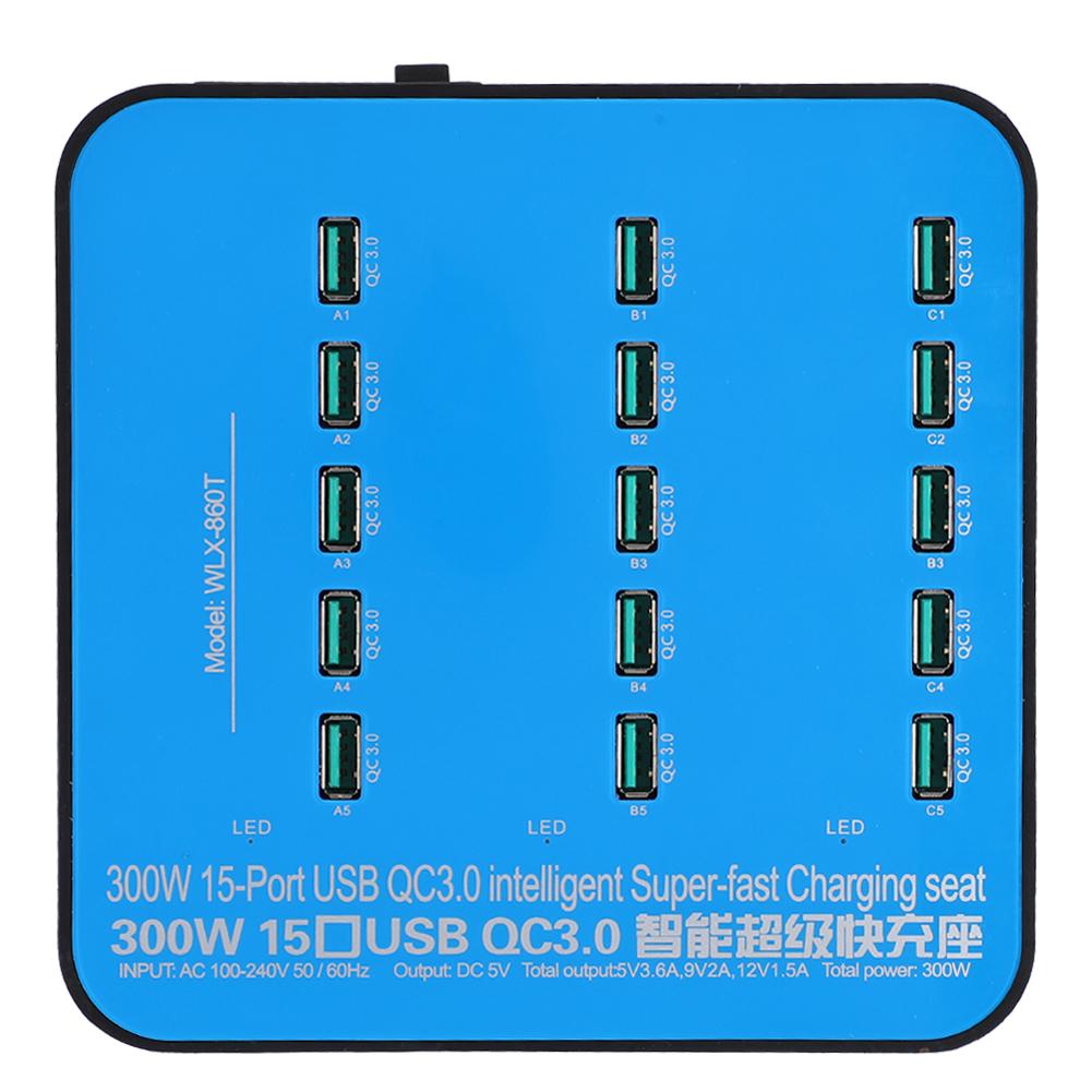 Intelligent USB Charging Station 15 Ports QC3.0 Fast Charge Interface 300W