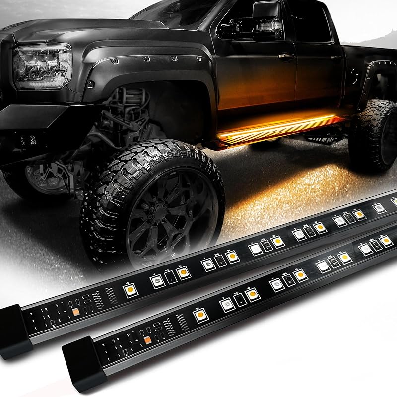 OPT7 Sidekick 78" Running Board Lights 2PCS LED Strips w/Sequential Amber Turn Signal, DRL, White Courtesy Light for Extended Crew Cab Trucks Pickup