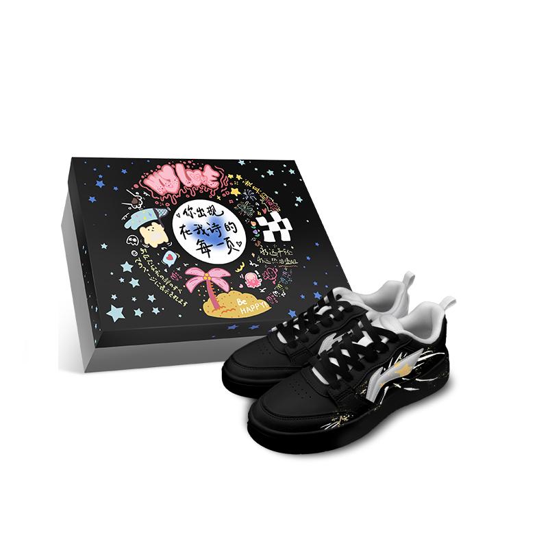 Li Ning Sycee Cushioning Height Increasing Abrasion Resistant Slip Resistant Low top Skateboard Shoes Women s Black AGCT340-5(Team1311-BOX) 35