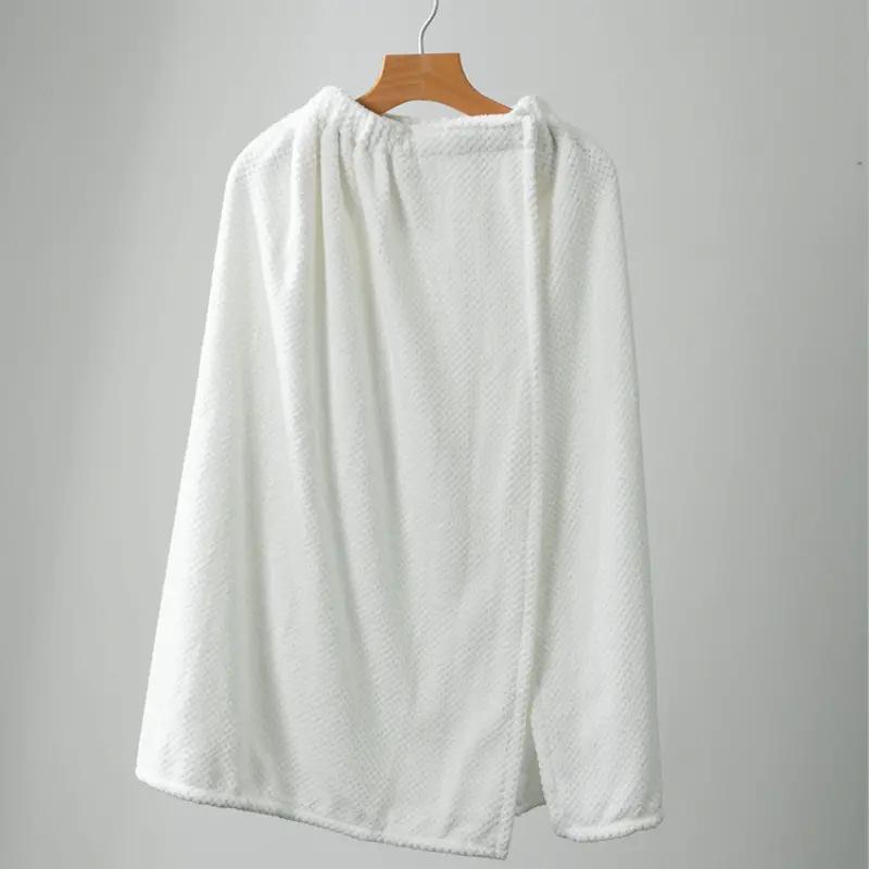 Soft Coral Fleece Bath Skirt/Robe, Strapless & Absorbent with Magic Sticker for Adults